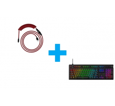 HyperX Alloy Rise - Ultra-customizable + HyperX Coiled Cable USB-C Red-Black