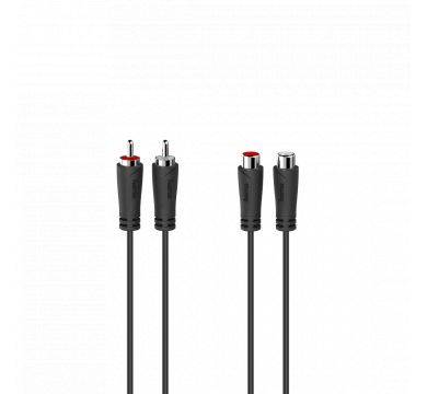 Hama Audio Extension Cable, 2 RCA Plugs - 2 RCA Sockets