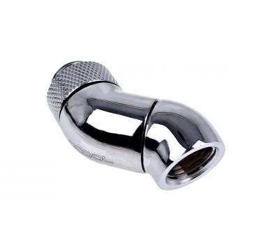 Alphacool Eiszapfen angle adapter double 45° rotatable G1/4 AG to G1/4 IG - Chrome