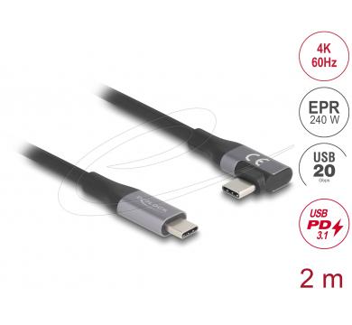 Delock USB 20 Gbps cable angled left / right USB PD 3.1 Extended Power Range 240 W