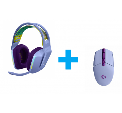 Logitech G305 Lilac Lightspeed Wireless + Logitech G733 Lilac Lightspeed Wireless RGB