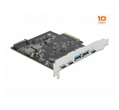 Delock PCI Express x4 Card to 3 x USB Type-C + 2 x USB Type-A - SuperSpeed USB 10 Gbps