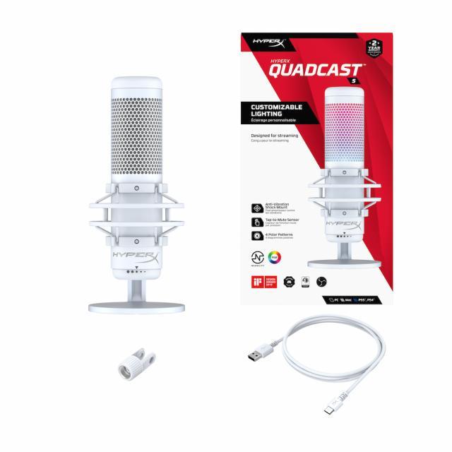 HyperX QuadCast S White - GplayBG.ro