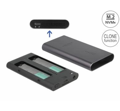 Delock External Enclosure for 2 x M.2 NVMe PCIe SSD with USB Type-C