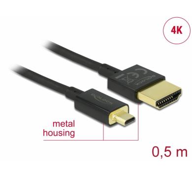 Delock Cable High Speed HDMI with Ethernet - HDMI-A male > HDMI Micro-D male 3D 4K