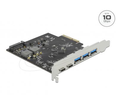 Delock PCI Express x4 Card to 2 x USB Type-C + 3 x USB Type-A - SuperSpeed USB 10 Gbps