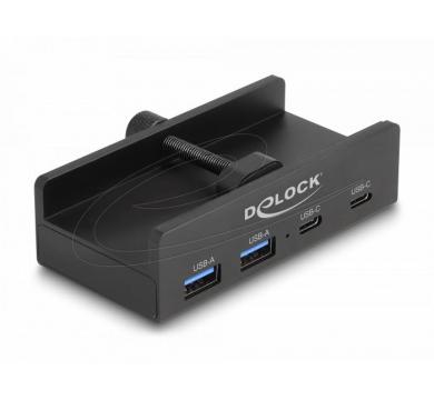 Delock External USB 5 Gbps 4 Port Hub 2 x USB Type-A and 2 x USB Type-C with Locking Screw