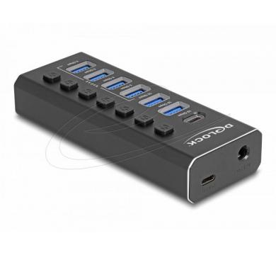 Delock 7 Port USB Hub with 4 Ports 10 Gbps and 4 Fast Charging Ports