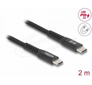Delock USB 2.0 Cable USB Type-C male to male with magnetic textile jacket PD 3.0 60 W