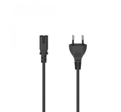 Hama power cord with Euro plug, 2-pin plug, double groove