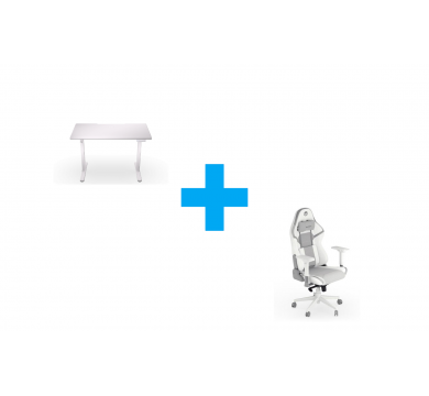 Комплект бюро и стол ENDORFY Atlas S Electric - Onyx White + ENDORFY Scrim Onyx White