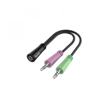 Hama Audio Adapter, 2 x 3-pin 3.5 mm Jack Plug - 4-pin 3.5 mm Jack