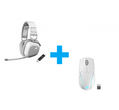 Corsair M75 White Wireless + Corsair HS80 MAX White