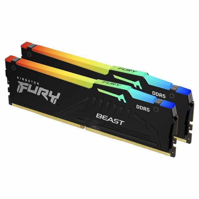 DDR5 64GB（32GB✕2）6000MT/s Kingston FURY Beast Black 64GB (2x32GB) 6000MT/s DDR5 - GplayBG.ro