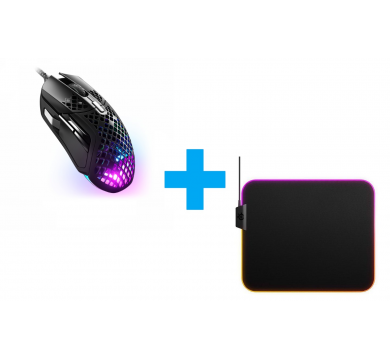 SteelSeries Aerox 5 Black + SteelSeries QcK Prism Cloth M