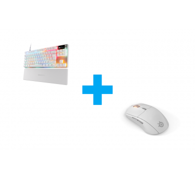 SteelSeries Rival 3 Gen 2 Wireless - White + SteelSeries Apex Pro TKL Gen3 White - UK Layout